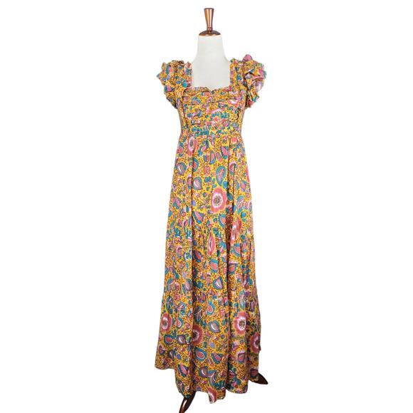 House of Harlow 1960 Colorful Floral Print Tie Back Maxi Dress - XS - Picture 1 of 6